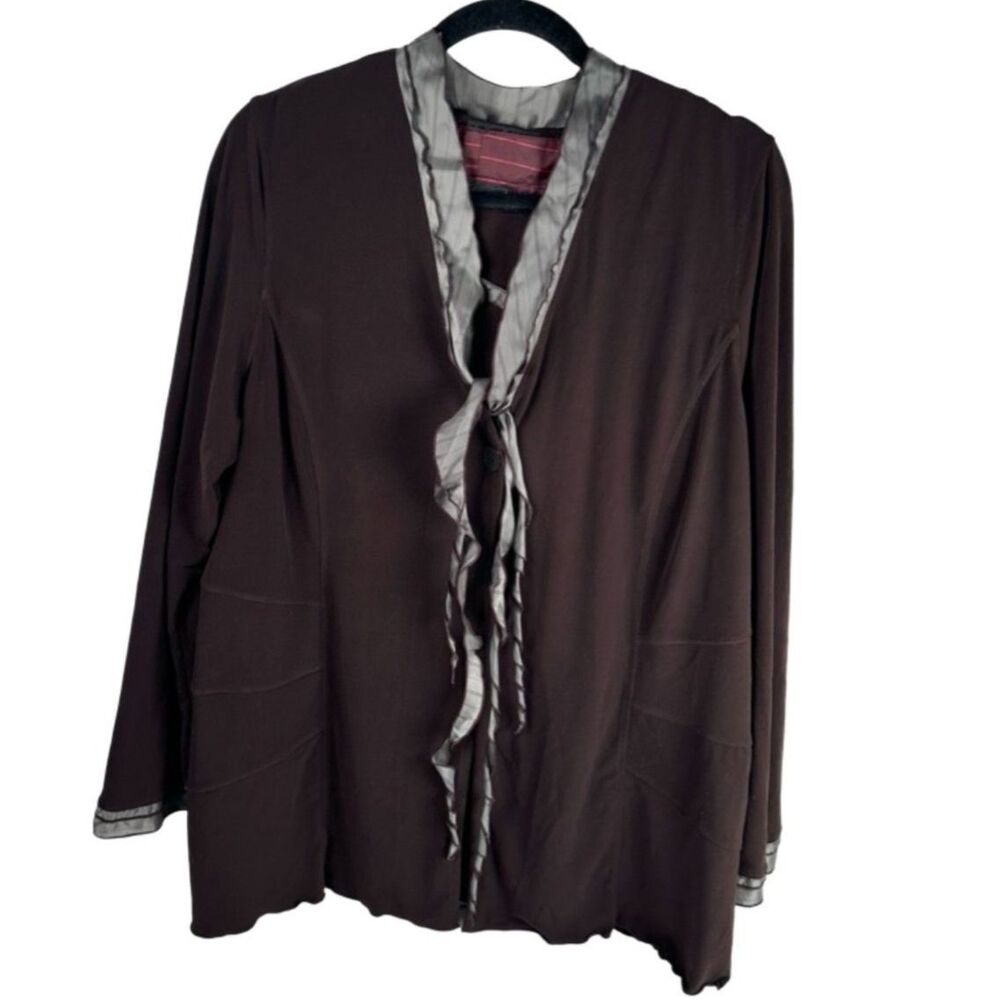 Alain Weiz Couture Brown Burgundy cardigan V-Neck Asymmetric Tank Top set Small